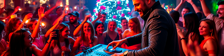 Invitados bailando y disfrutando de la música en una posada.